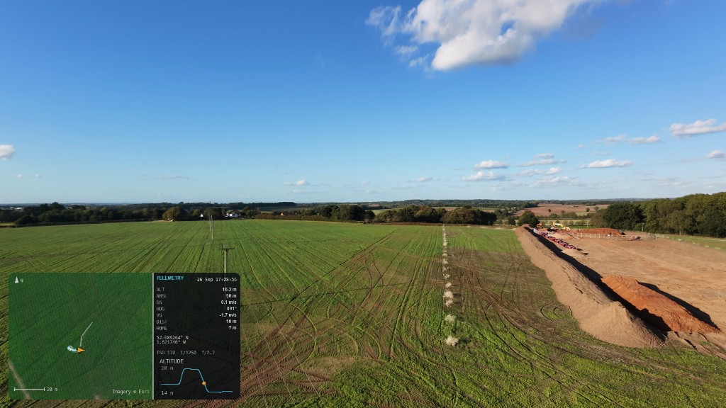 A flight video with the map and telematics added